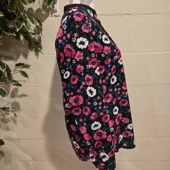 JONES NEW YORK Signature Women's Black Multicolor Floral Long Sleeve Blouse SZ M - Picture 3 of 11